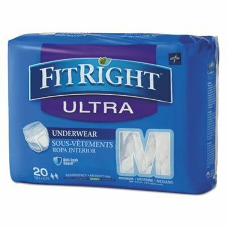 MEDLINE INDUSTRIES RIGHT ULTRA PROTECTIVE UNDERWEAR, MEDIUM, 28in TO 40in WAIST, 4PK FIT23005ACT